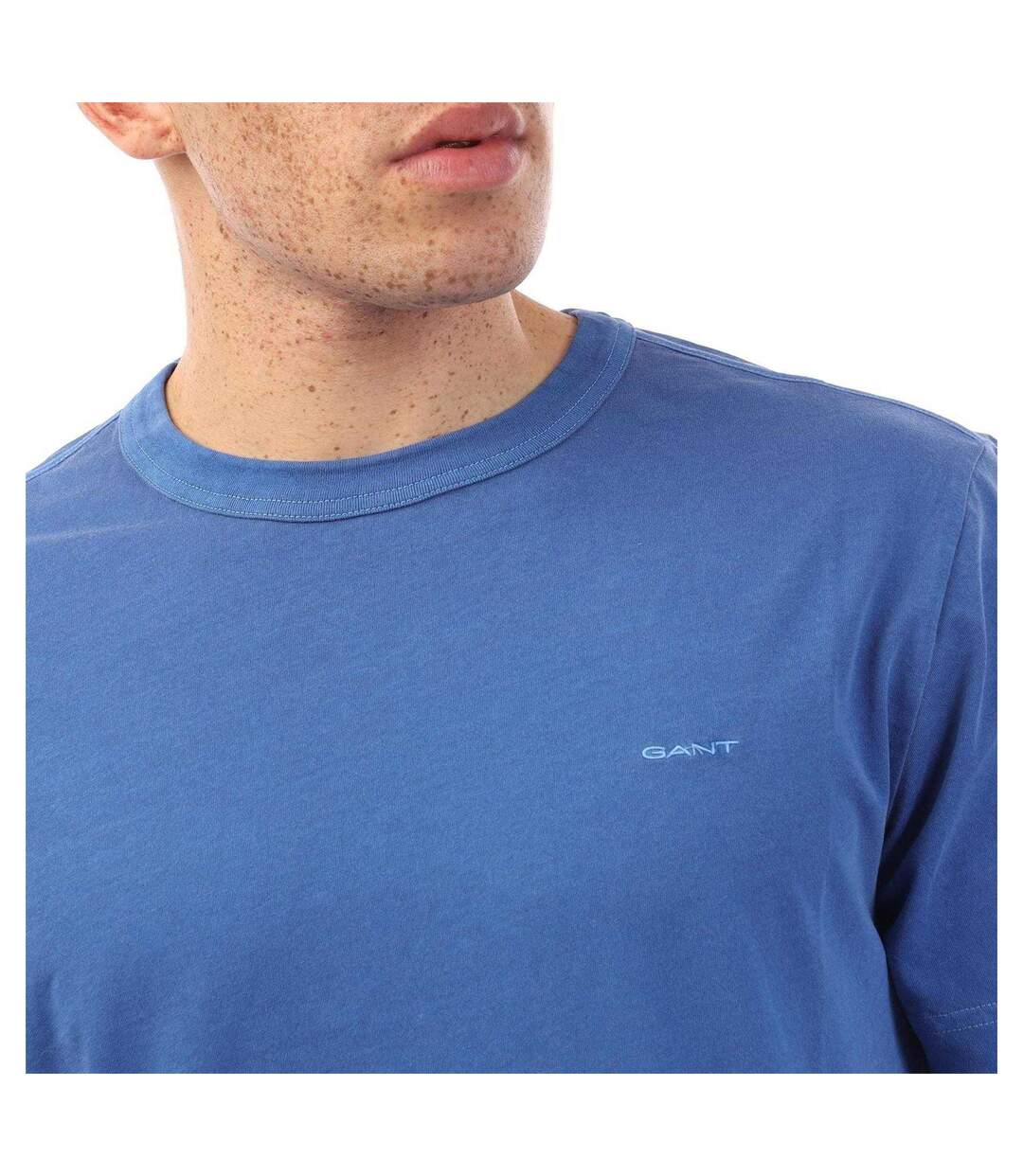 Mens Faded Crew Neck T-shirt Blue Gant-3