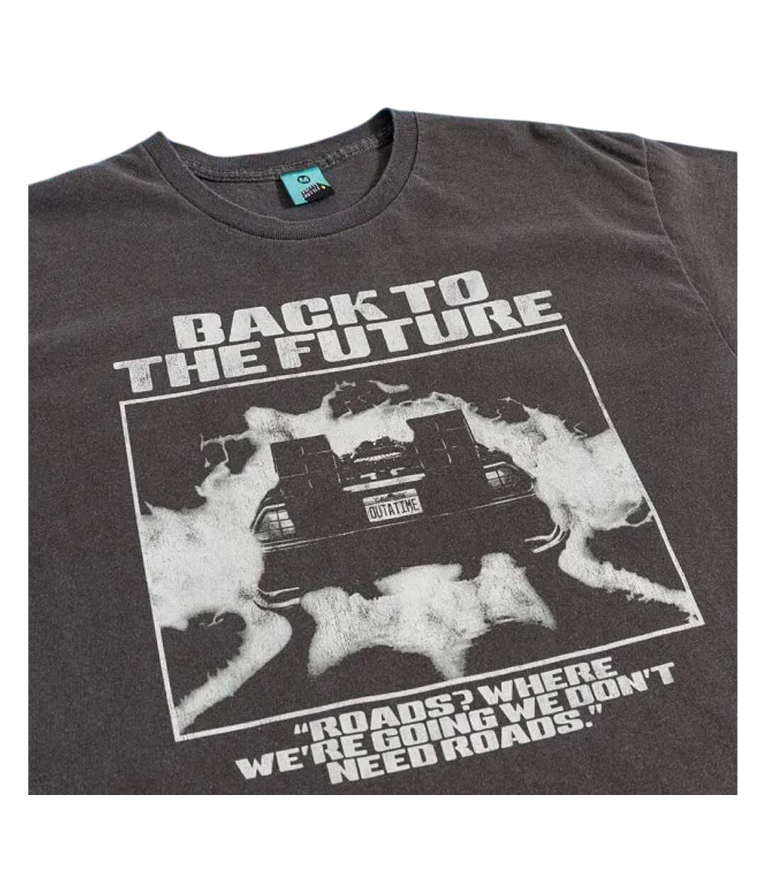 T-shirt Motif/style Rétro We Dont Need Roads Adulte Noir Back To The Future-3
