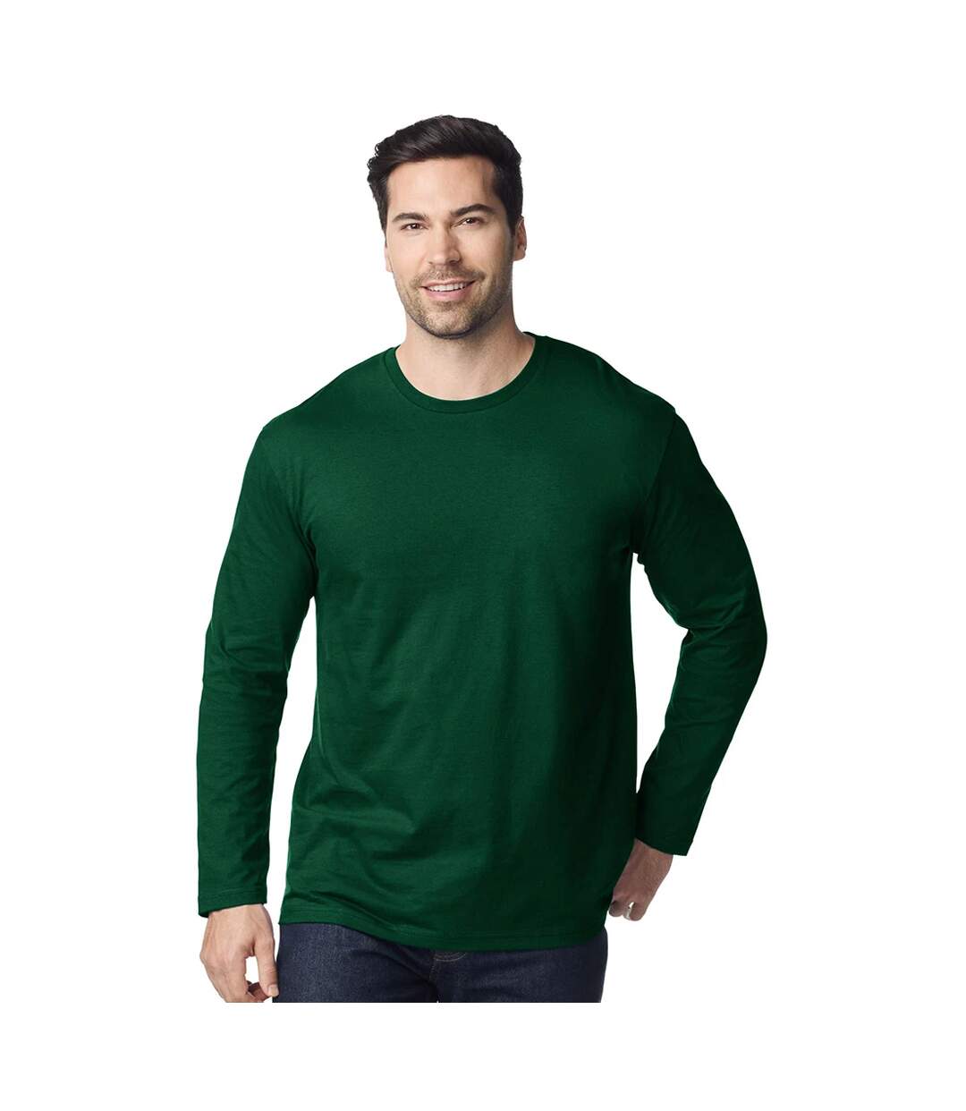 Unisex Adult Softstyle Plain Long-sleeved T-shirt Fan Dark Green Gildan-1