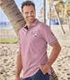 Pack of 2 Men's Short Sleeve Polo Shirts - Navy Pink Atlas For Men