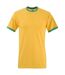 Fruit Of The Loom Mens Ringer Short Sleeve T-Shirt (Sunflower/Kelly Green)