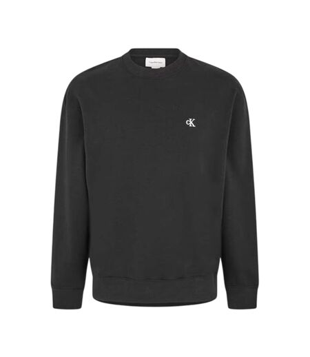 Mens Monogram Ribbed Sweatshirt Black Calvin Klein