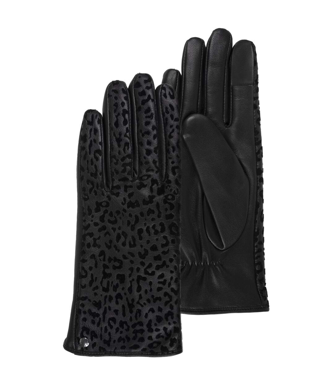 Isotoner Gants femme cuir d'agneau pleine fleur doublé microfourrure-1