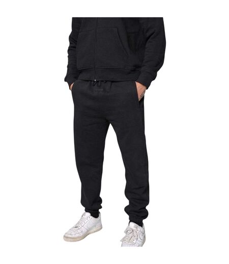Mens Fleece Cuffed Ankle Jogging Bottoms Black Tela Cruz