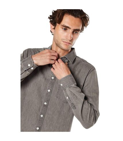 Mens denim long-sleeved shirt light grey Burton