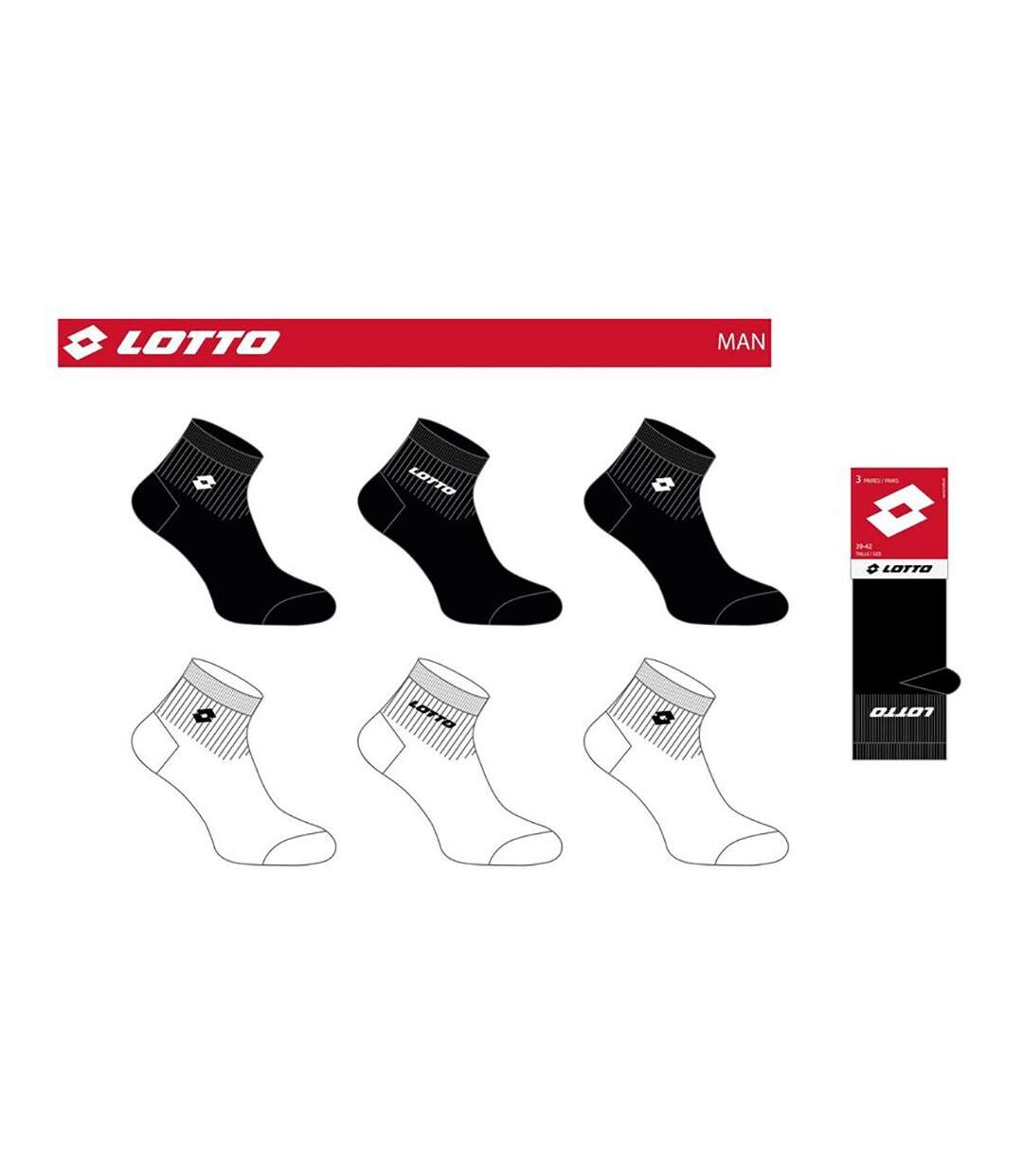 Chaussettes Homme LOTTO Pack de 12 paires QUARTER 5814