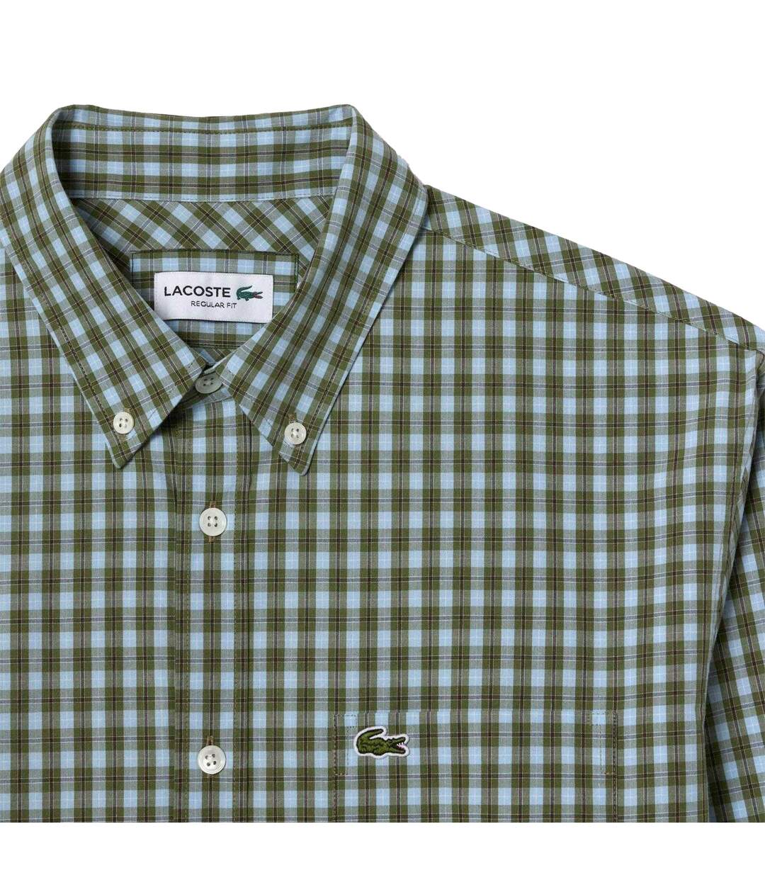 Mens Plaid Poplin Regular Shirt Khaki Lacoste-4