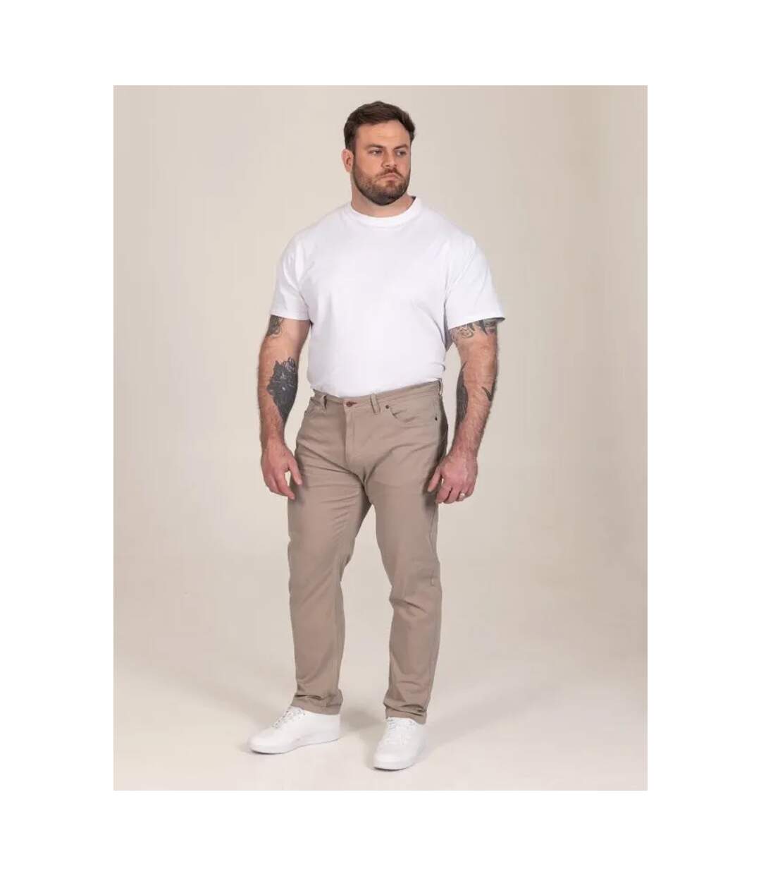 D555 Chino Extensible Et Effilé Motif/style Uni Kelvin Homme Beige Gris Duke-1