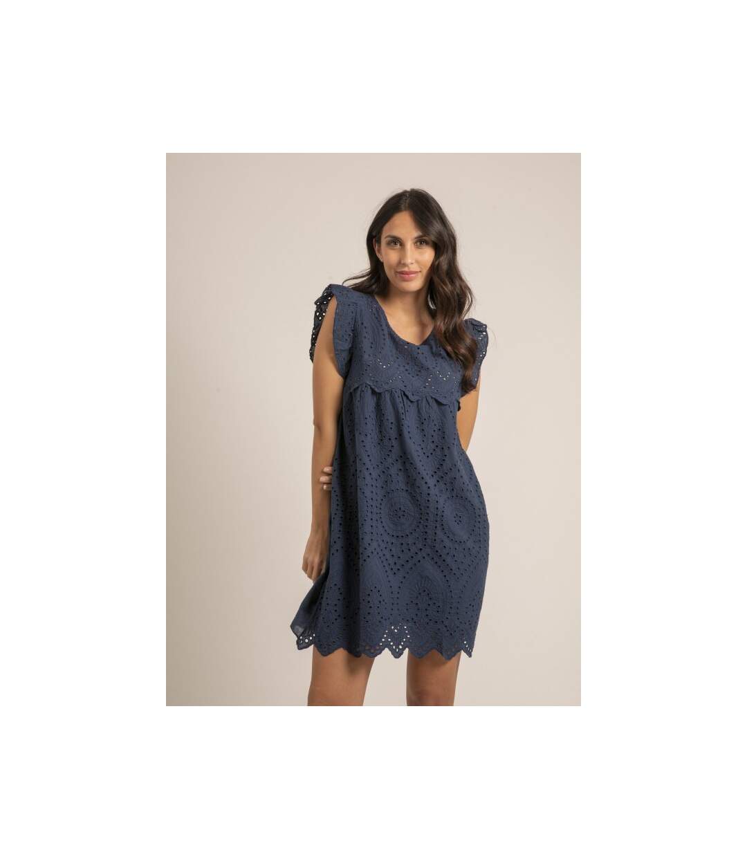 Robe courte broderies anglaises INGLES - Dona X Lisa-1