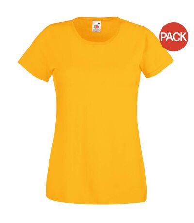 Ladies/womens lady-fit valueweight short sleeve t-shirt pack sunflower Fruit of the Loom