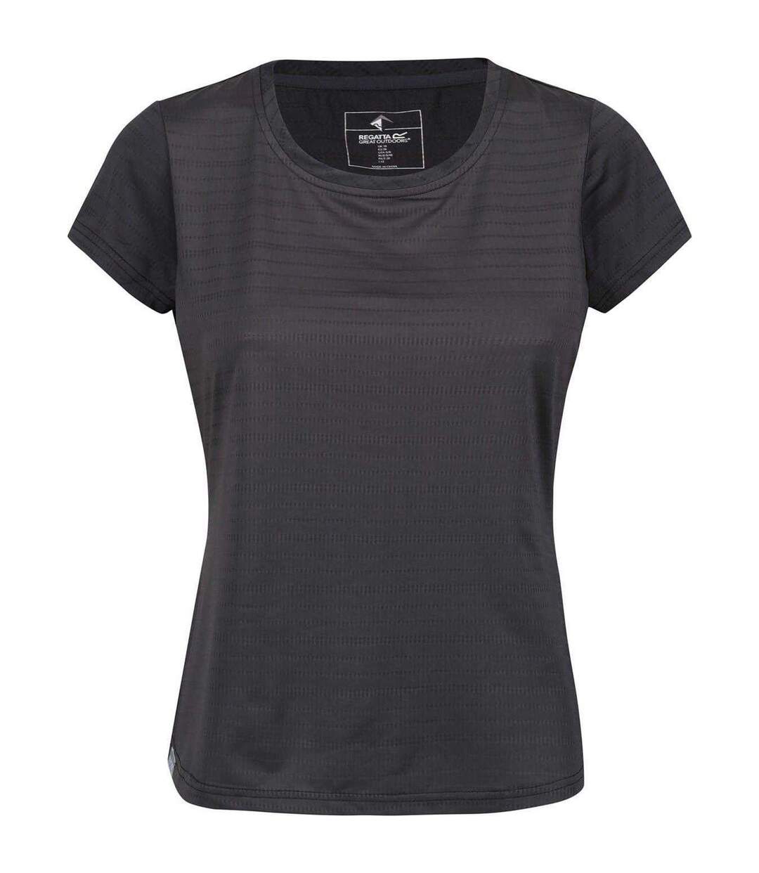 T-shirt Manches Courtes Motif/style Rayures Horizontales Femme Gris Foncé Rayures Regatta-1