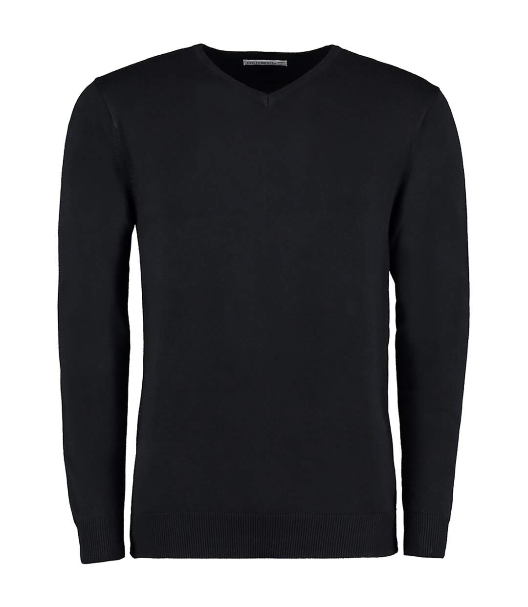 Mens Arundel Long Sleeve V-neck Sweater Black Kustom Kit-2