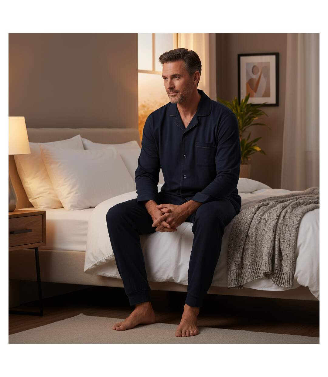 OLIVER GRANT PARIS Pyjama Long Homme Entièrement Boutonné 100% Coton-4