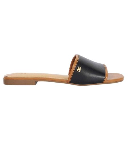 Womens/ladies Laras Minimalist Leather Flat Sandals Black Dune London