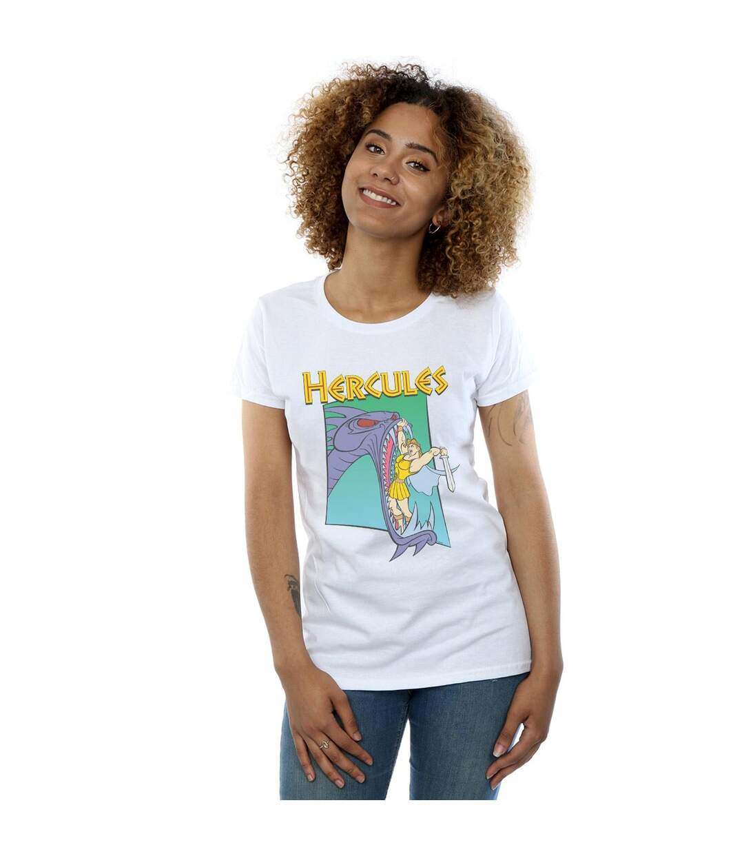 Disney - T-shirt HERCULES HYDRA FIGHT - Femme (Blanc) - UTBI15797-2