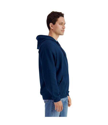 Mens softstyle fleece midweight full zip hoodie navy Gildan