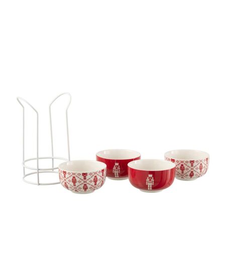Lot de 4 Bols Avec Socle Casse-Noisette 11cm Rouge