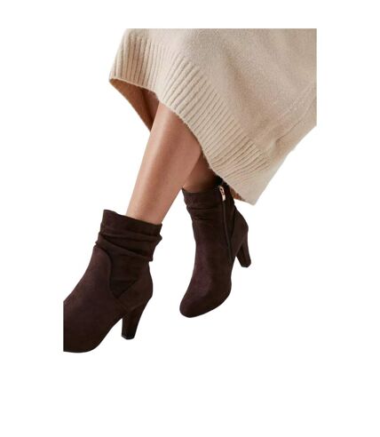 Womens/ladies ally ruched heeled ankle boots brown Dorothy Perkins