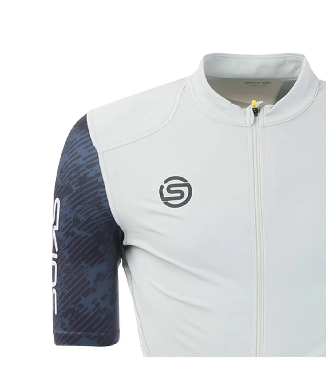 Mens Elite Mock Neck Cycling Top Blue White Skins-3