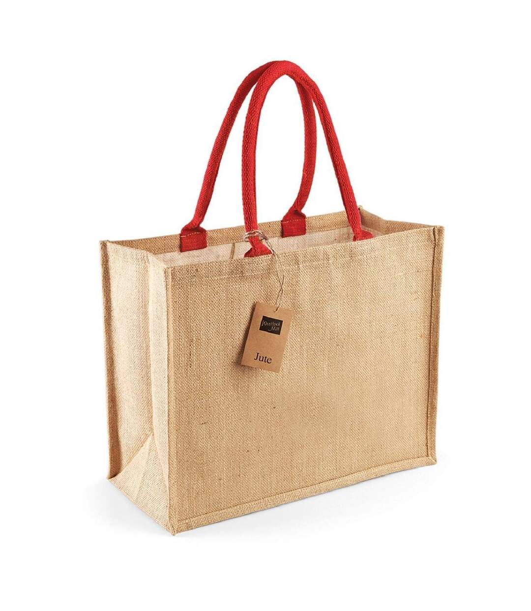 Cabas en toile de jute - W407 - beige et rouge bright