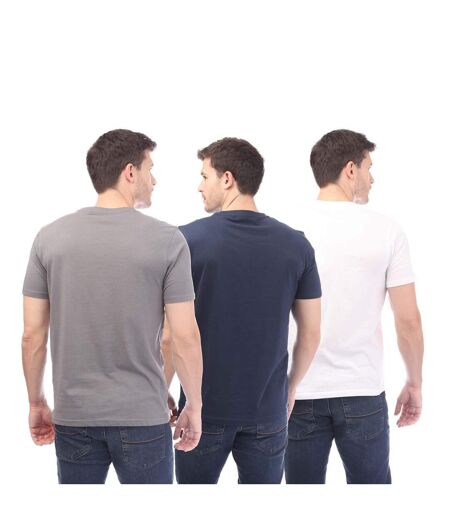 Pack Of 3  Mens Melstone T-shirt  White Navy Grey Nicce