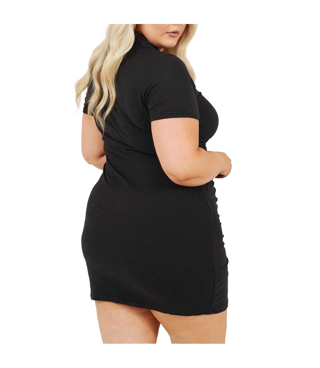 Womens/ladies Ruched Plus Mini Shirt Dress Black Brave Soul-3