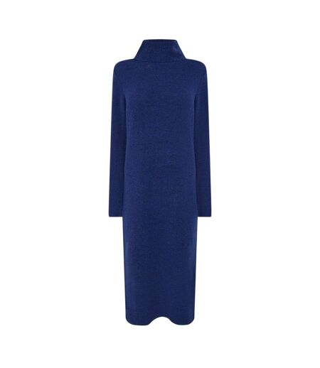 Womens/ladies Knitted Turtle Neck Sweater Dress Blue Pieces