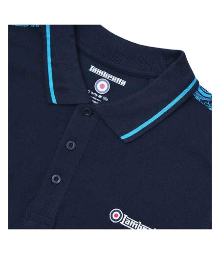 Mens Ss24 Paisley Taped Polo Shirt Navy Lambretta