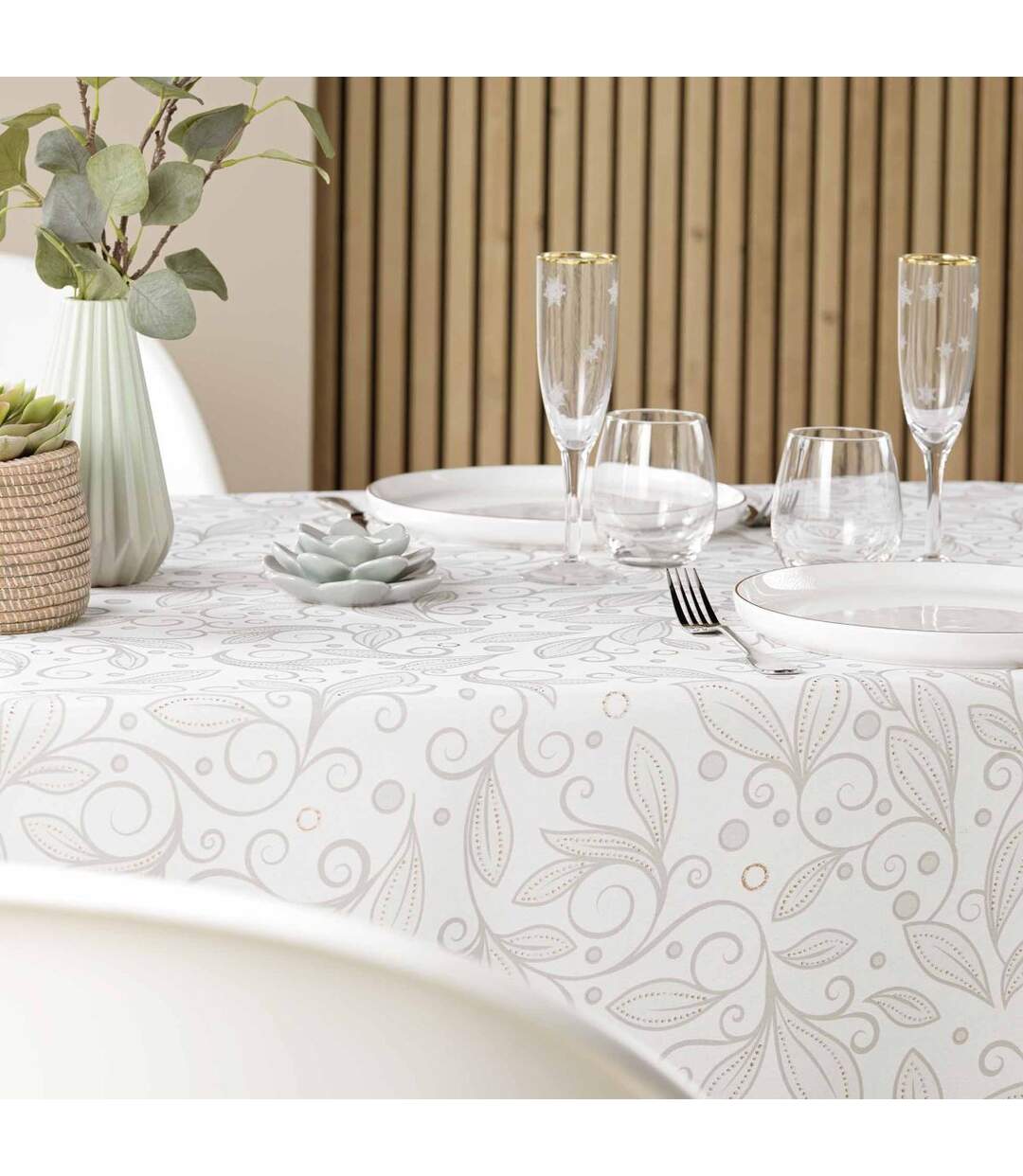 Nappe Antitache Imprimé Leya 145x240cm Naturel-2