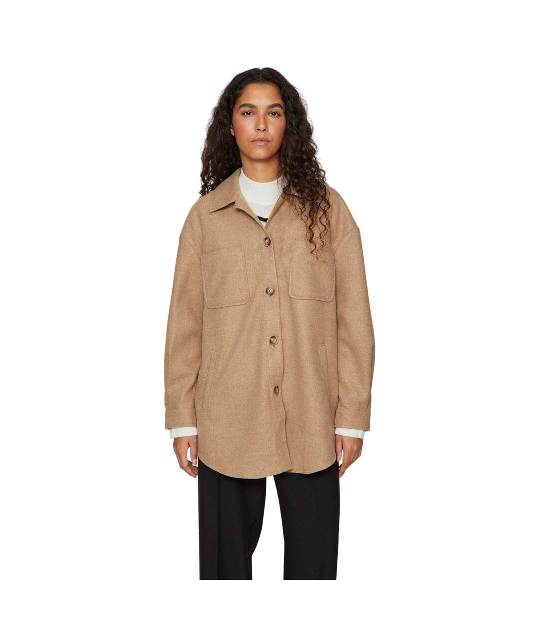 Womens/ladies Long-sleeved Shacket Tigers Eye Enhance-4