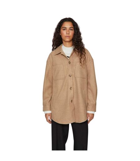 Womens/ladies Long-sleeved Shacket Tigers Eye Enhance