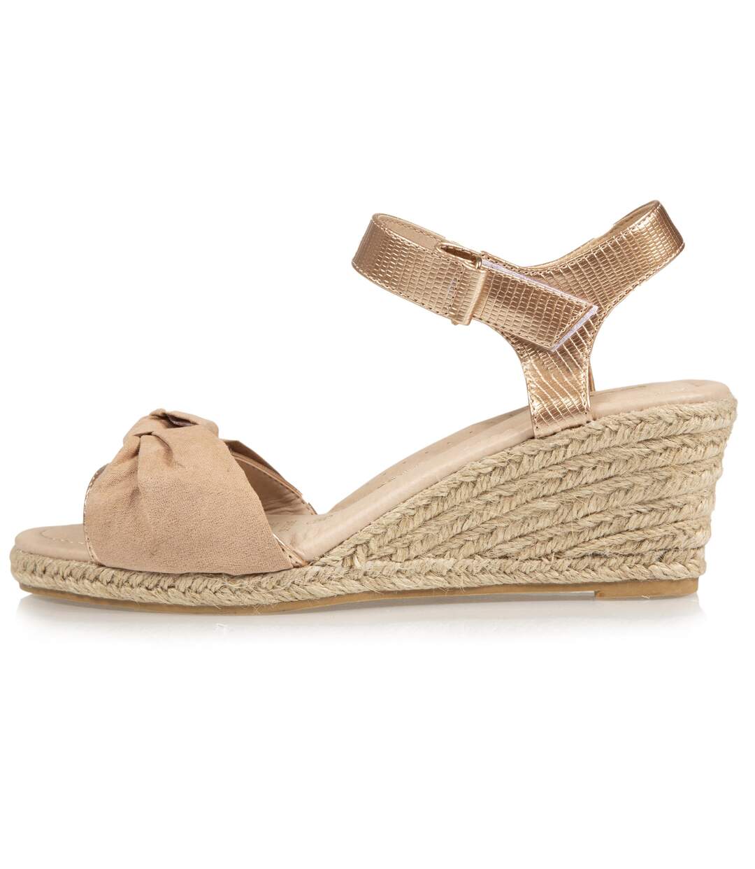 Isotoner Espadrilles femme à talon 6 cm et bout ouvert détail nœud