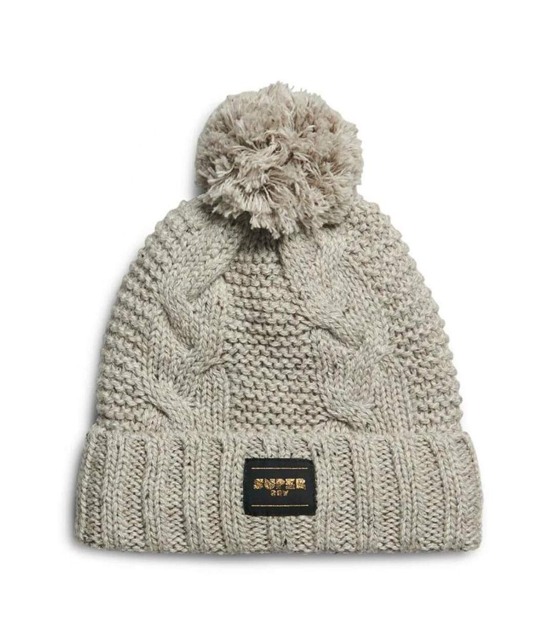 Bonnet beige femme  superdry cable knit beanie-1
