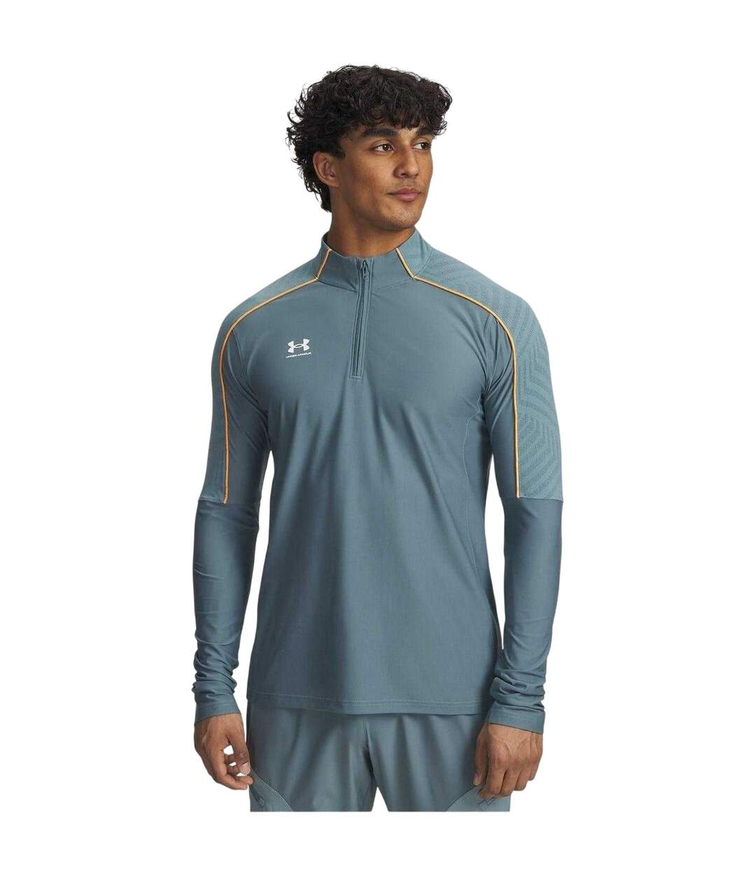Mens Challenger Pro Quarter Zip Midlayer Grey Orange Under Armour-1