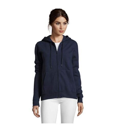 Womens/ladies Seven Full Zip Hoodie French Navy SOLS