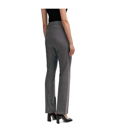 Womens/ladies Straight Leg Slim Trousers Grey Boss
