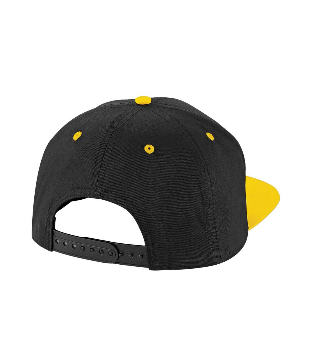 Casquette Ajustable Adulte Noir Jaune Beechfield-2