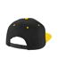 Casquette Ajustable Adulte Noir Jaune Beechfield-2
