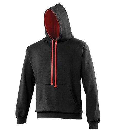 Sweat à capuche contrastée unisexe - JH003 - noir et rouge