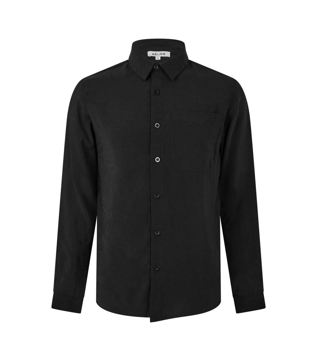 Mens Pocket Long-sleeved Shirt Black Belier-1