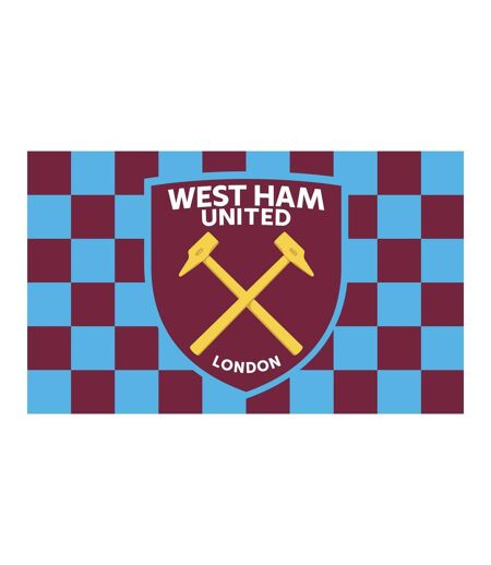West Ham United FC Chequered Flag (Claret Red/Sky Blue) (One Size) - UTBS3889