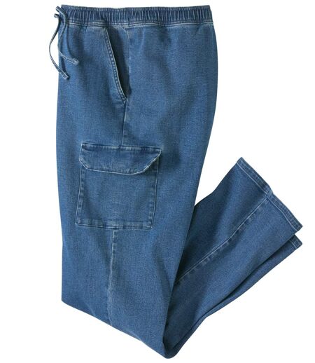 Luźne, jeansowe spodnie-bojówki