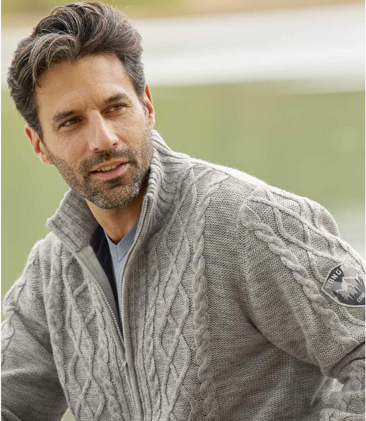 Pletená bunda na zip s fleecovou podšívkou  Atlas For Men