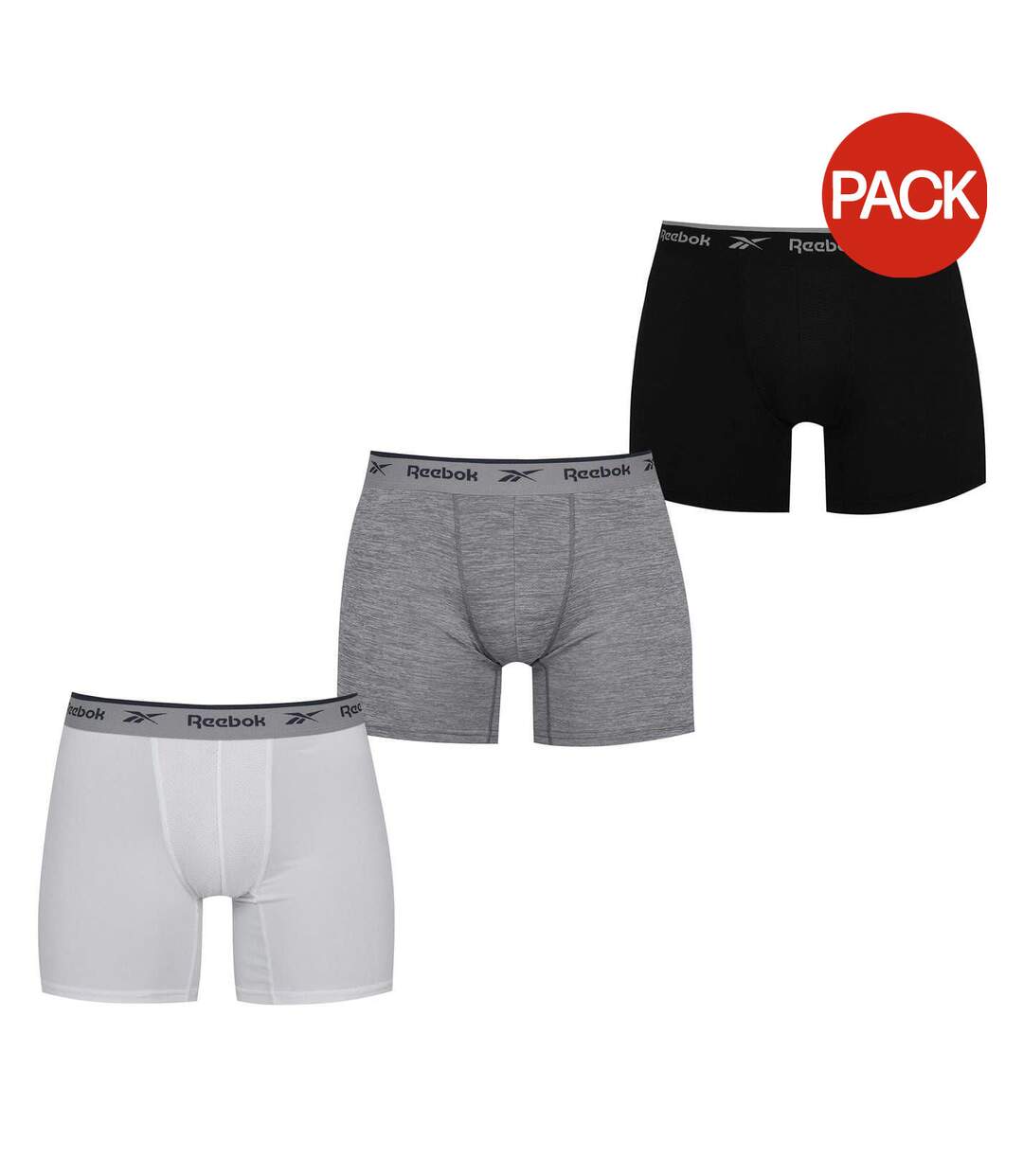Lot De 3  Boxers Motif/style Logo Homme Noir Blanc Gris Reebok-1