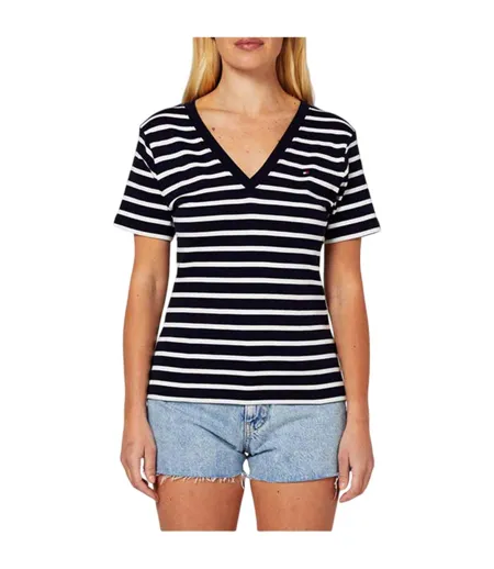 T-shirt Motif/style À Rayures Femme Bleu Marine Tommy Hilfiger