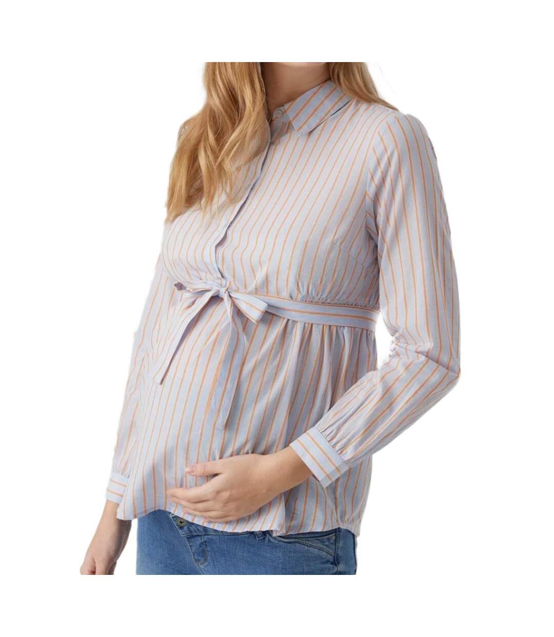 Blouse de grossesse bleu/orange femme mamalicious cabana-1