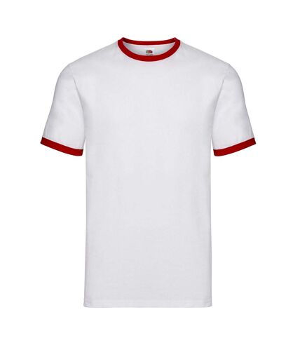 Unisex adult ringer t-shirt white/red Fruit of the Loom