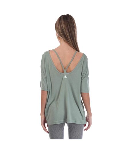 Womens/ladies Studio Oversized Yoga T-shirt Green Adidas