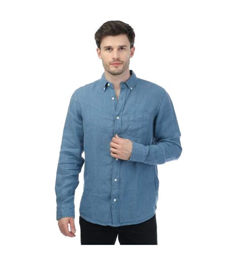 Mens Linen Regular Shirt Blue Gant
