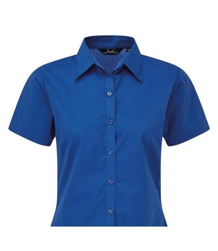 Short Sleeve Poplin Blouse / Plain Work Shirt Royal Premier